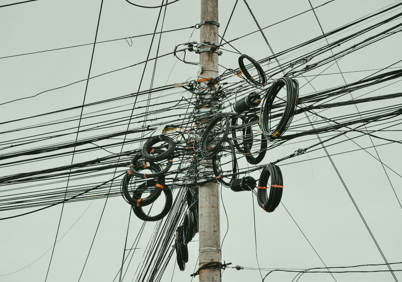 Communications wires in the neighbourhood, representing the challenge of cross-cultural communication and finding common ground